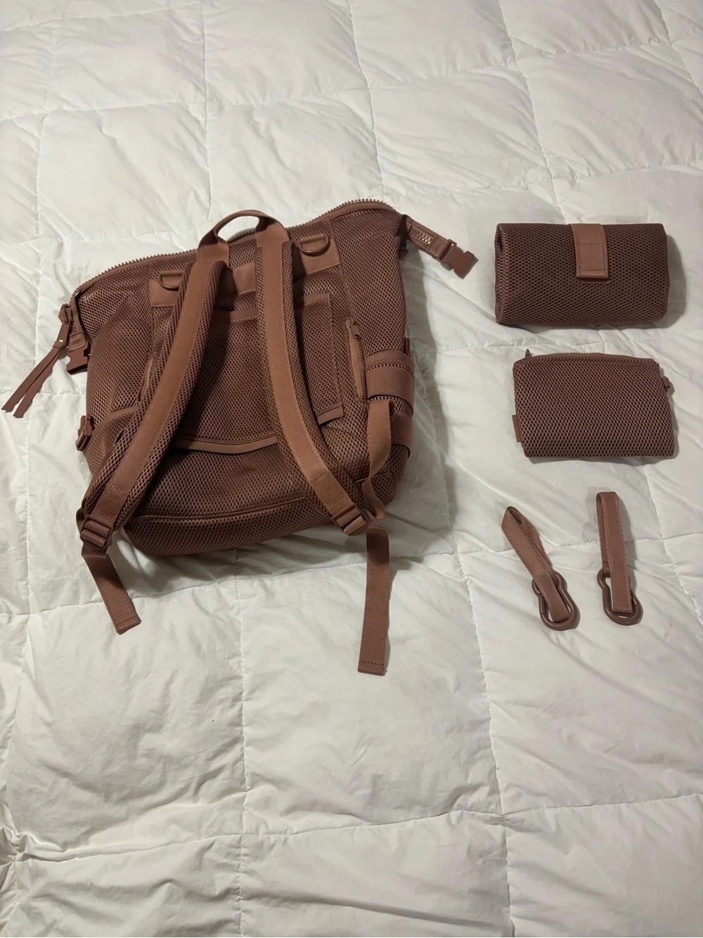 Dagne Dover Mesh Baby Bag Backpack Set in Dusty Rose Brown